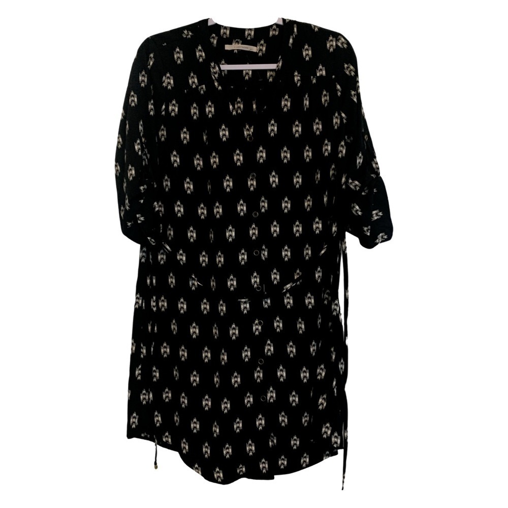 41 Hawthorn Women's Patterned Black and Cream Tie-Waist Dress, Size S - Picture 1 of 1